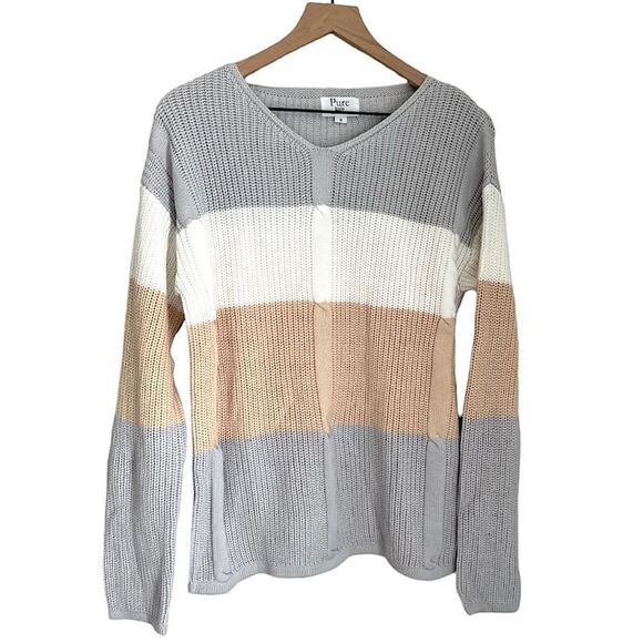 NEW Pure Knits by Neon Buddha Women’s V Neck Colorblock Sweater Size‎ Small - Picture 1 of 7